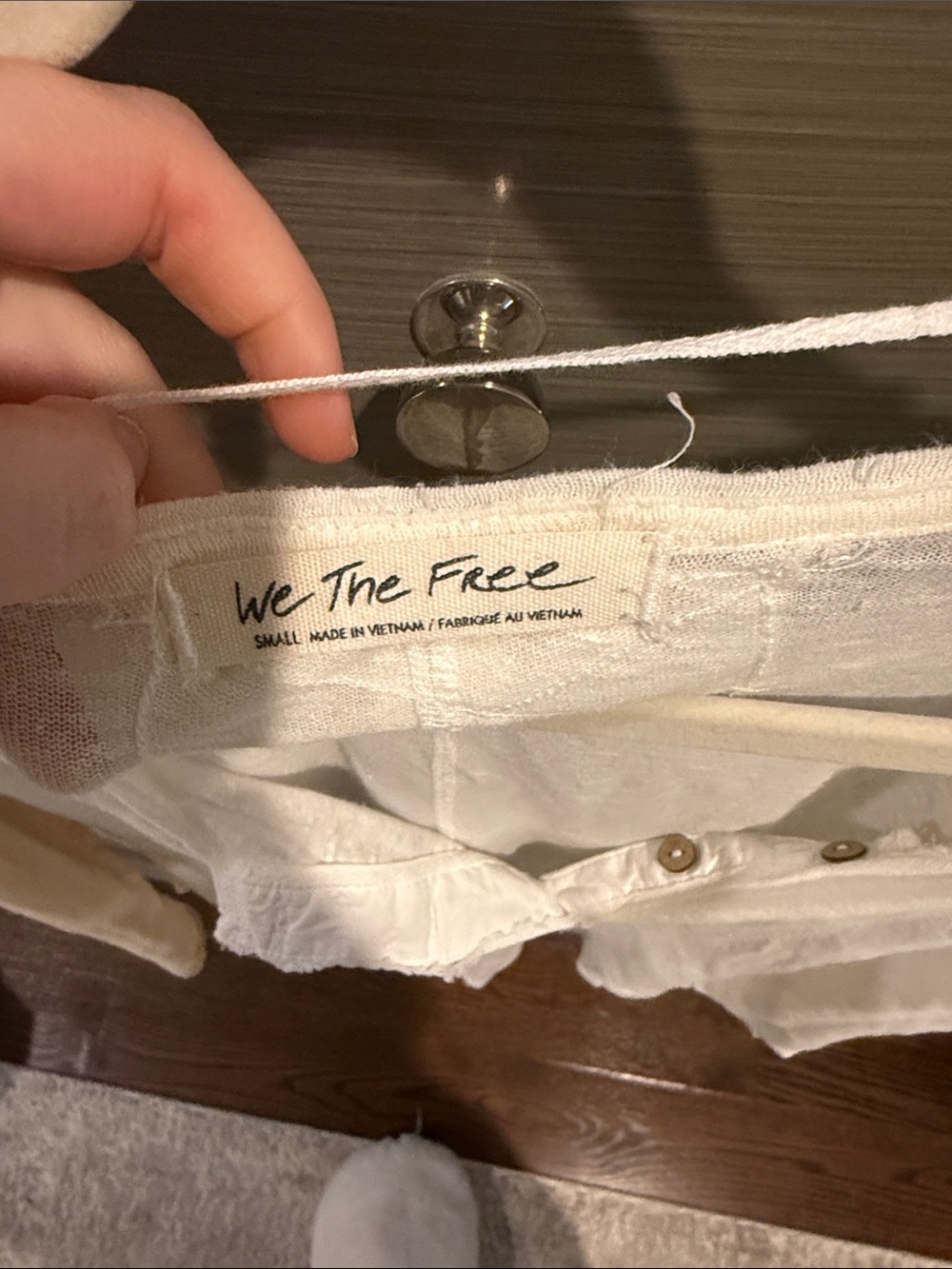 We The Free White Body with Beige Raglan Henley Long-Sleeve Top size S - Picture 3 of 5